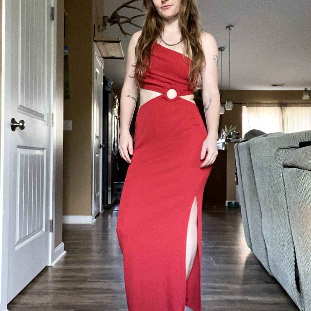 Red Cutout Maxi Dress
